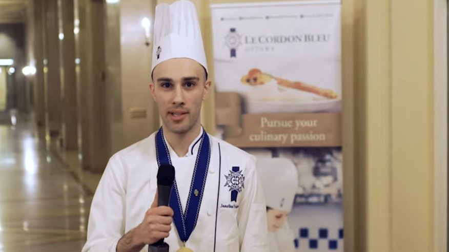 Chef Jon taking an interview at the ceremony for Le Cordon Bleu Grande Diplome Graduation 2016
